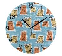 Monstre Vache Bleue Taureau Dessin Animé Pendule Murale Décoratif Moderne Horloge de Mur Circulaire Silencieuse horloges pour Enfant Garçons Le Bureau à Domicile Salon Cuisine Chambre école Décor