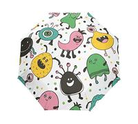 Monstres fantômes - Parapluie pliable automatique portable avec ouverture et fermeture automatique à bouton - Protection UV - Parapluie pour voyage, enfants, garçons et filles - Blanc
