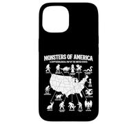 Monstres of America Carte cryptide Folklore des États-Unis Coque pour iPhone 15