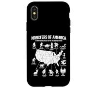 Monstres of America Carte cryptide Folklore des États-Unis Coque pour iPhone X/XS