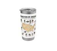 Monstres Of America Carte cryptide folklore des États-Unis Gobelet isotherme en acier inoxydable double paroi