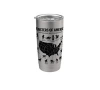 Monstres Of America Carte cryptide folklore des États-Unis Gobelet isotherme en acier inoxydable double paroi