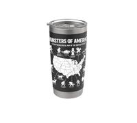 Monstres Of America Carte cryptide folklore des États-Unis Gobelet isotherme en acier inoxydable double paroi