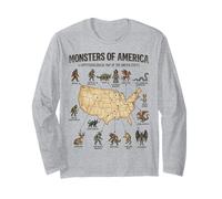 Monstres of America Carte cryptide Folklore des États-Unis Manche Longue