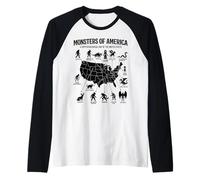 Monstres of America Carte cryptide Folklore des États-Unis Manche Raglan