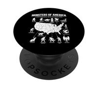 Monstres of America Carte cryptide Folklore des États-Unis PopSockets PopGrip Adhésif