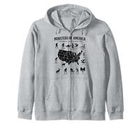 Monstres of America Carte cryptide Folklore des États-Unis Sweat à Capuche