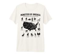 Monstres of America Carte cryptide Folklore des États-Unis T-Shirt Haut de Gamme