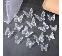 Monsully 36 Pièces 3D Papillon Stickers Muraux Décoration, Papillon de Jardin en Métal d'art Mural Extérieur Pour Stickers Muraux, Ornements Chambre d'Enfants, Décor Fête Mariage