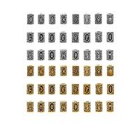 Monsully 48 Pièces Perles de Barbe Viking, Perles de Cheveux, Norse Viking Runes, Pour Tressage de Cheveux, Bracelet, Pendentif, Collier, Bricolage (Argent + Or Antique)