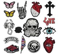 Monsully Cool Design Broderie Patch Thermocollant, Broderie Autocollant Iron on Patches Iron on Patches Patchs Thermocollants Punk Assortis Motif de Boule d’Oeil de Crâne pour Vêtements, Sacs à Dos