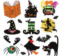 Monsully Lot de 15 écussons thermocollants brodés pour Halloween et l'automne - Patch de réparation - Motif tête de mort mignonne - Citrouille - Esprit - Bricolage - Artisanat pour vêtements, veste