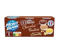 MONT BLANC - Crème Dessert Multivariétés Chocolat/Vanille/Praliné 6X125G - le Lot De 3