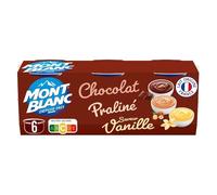 MONT BLANC - Crème Dessert Savoureuse Chocolat/Vanille/Praliné, 750G - Lot De 3