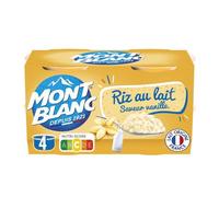 MONT BLANC - Dessert Riz au Lait Vanille Crémeux, Saveur Douce et Onctueuse (4x125g) - Lot de 3 - vendu par Lot