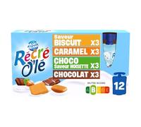 MONT BLANC - Goûters Laitiers Assortis, Texture Onctueuse et Saveurs Variées (12 x 85g) - Le lot de 3