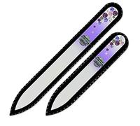 Mont Bleu lime à ongle en verre ornées à la main de cristaux de Swarovski®, lot de 2 - Véritable verre trempé tchèque - lime à ongles fait main en cristal