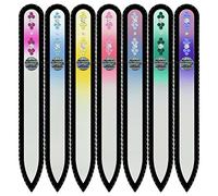 Mont Bleu lime à ongle en verre ornées à la main de cristaux de Swarovski®, lot de 6 + 1 gratis | Véritable verre trempé tchèque, garantie à vie, lime à ongles fait main en cristal