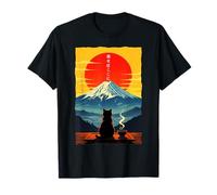 Mont Chat Rétro Fuji Zen Kawaii Esthétique Graphique Japonais T-Shirt