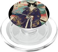 Mont Chat samouraï Vintage Fuji Ukiyo-e Art Japonais PopSockets PopGrip pour MagSafe