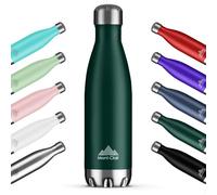 Mont-Clair H2O Gourde isotherme - Bouteille isotherme sans BPA - Gourde inox 500ML, 24h froid & 12h chaud - Bouteille d'eau en acier - 500ML, Vert foncé