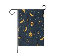 Mont étoilé lune Halloween drapeaux décoratifs d'extérieur bannière Thanksgiving pour décoration extérieure 30,5 x 45,7 cm double face