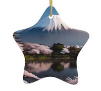 Mont Fuji au début du printemps Décorations en céramique en forme d'étoile | Parfait pour les fêtes de Noël en famille, les cheminées de cheminée et les présentoirs de table de vacances