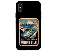 Mont Fuji Japon Shinkansen Bullet Train Rétro Vintage Coque pour iPhone X/XS