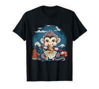Mont Fuji mangeant un singe mignon mangeant des ramen Anime Pagode Tower T-Shirt