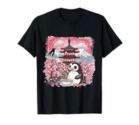 Mont Fuji Pingouin Ramen Pagode Mont Fuji Illustration Fleur Sakura T-Shirt