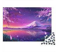 Mont Fuji Puzzle 1000 Pièces Cadeau Unique Cherry Blossom Lake Jeu Éducatif Challenge Toy À De Qualité Supérieure Peinture Art pour Adultes Et Enfants 1000pcs (75x50cm)
