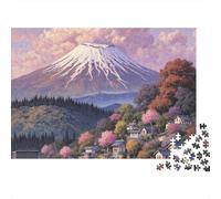 Mont Fuji Village 1000 Pièces Puzzle Adulte Carton Épais Anti-Stress Détente pour Experts Difficile avec Affiche Guide sans Défaut 38x26cm/1000pcs