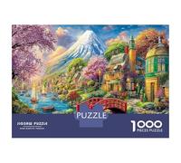 Mont Fuji Village Puzzles 1000 Pièces pour Adultes Pont Jeu Éducatif Décoration De La Maison pour Adultes Et Enfants Age 14 Years Up 70x50cm/1000pcs