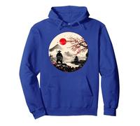 Mont Japonais Fuji Sakura et Samouraï dans Un Paysage- Japan Sweat à Capuche, Unisexe pour Adultes, Bleu Royal, L