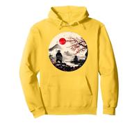 Mont Japonais Fuji Sakura et Samouraï dans Un Paysage- Japan Sweat à Capuche, Unisexe pour Adultes, Citron, L