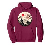 Mont Japonais Fuji Sakura et Samouraï dans Un Paysage- Japan Sweat à Capuche, Unisexe pour Adultes, Marron, S