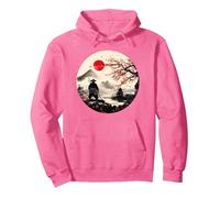 Mont Japonais Fuji Sakura et Samouraï dans Un Paysage- Japan Sweat à Capuche, Unisexe pour Adultes, Rose Vif, L
