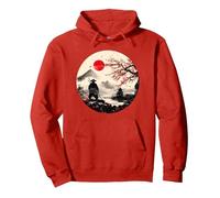 Mont Japonais Fuji Sakura et Samouraï dans Un Paysage- Japan Sweat à Capuche, Unisexe pour Adultes, Rouge, S