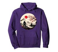 Mont Japonais Fuji Sakura et Samouraï dans Un Paysage- Japan Sweat à Capuche, Unisexe pour Adultes, Violet, M