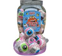 MONT KIARA FUFU Monster Eyes Lot de 50 bonbons en caoutchouc, 900 g, bonbons d'Halloween, globes oculaires 3D emballés individuellement