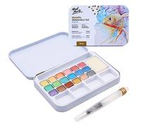 MONT MARTE Aquarelle Metallique - 18 Couleurs - Pinceau à Eau, Eponge et Palette inclus - Set Compact - Idéal pour la Peinture à l'aquarelle