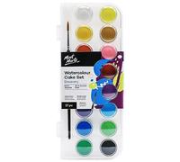MONT MARTE Aquarelle Set - 16 Couleurs brillantes - Haute pigmentation - Incluant le Pinceau à Peinture - Idéal pour l'Aquarelle