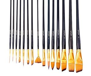 Mont Marte Lot de 15 pinceaux à Peinture en Poils Taklon et Pochette à chevalet avec Fermeture éclair Convient pour Peinture Acrylique, Huile et Aquarelle.