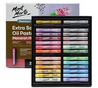 Mont Marte Lot de 26 pastels à l'huile extra doux de qualité supérieure, couleurs pastel et métalliques, vibrants, beurrés, polyvalents pour mélange, superposition et ombrage, coloriage, croquis