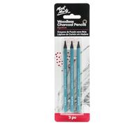 MONT MARTE Lot de 3 crayons à charbon de bois - Noir avec différents degrés de dureté - Crayons à fusains parfaits pour des dessins impressionnants