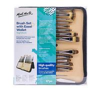 Mont Marte Paint Brush Set with Wallet, 17 Piece, Suitable for Oil, Acrylic, Watercolour and Gouache Paint, Easel Wallet Included