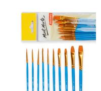 Mont Marte Pinceaux Peinture - 10 pcs - Ensemble de Pinceaux idéal pour la Peinture à l'huile, Peinture Acrylique, Gouache