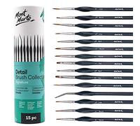 Mont Marte Pinceaux Peinture Detail - 15 Pinceau Fin - Etui de Rangement Inclus - idéaux pour la Peinture Acrylique, à l'eau, à l'huile