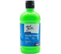 Mont Marte Signature peinture acrylique vert fluo, 500 ml, finition semi-mate, convient pour toile, bois, tissu, cuir, carton, papier, MDF et travaux manuels - Vert fluo