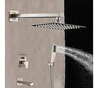 Mont Mural Brossé Robinet De Douche À Poignée Unique Batteur De Robineur À Main-pouce-10 Pouces,10 Pouces